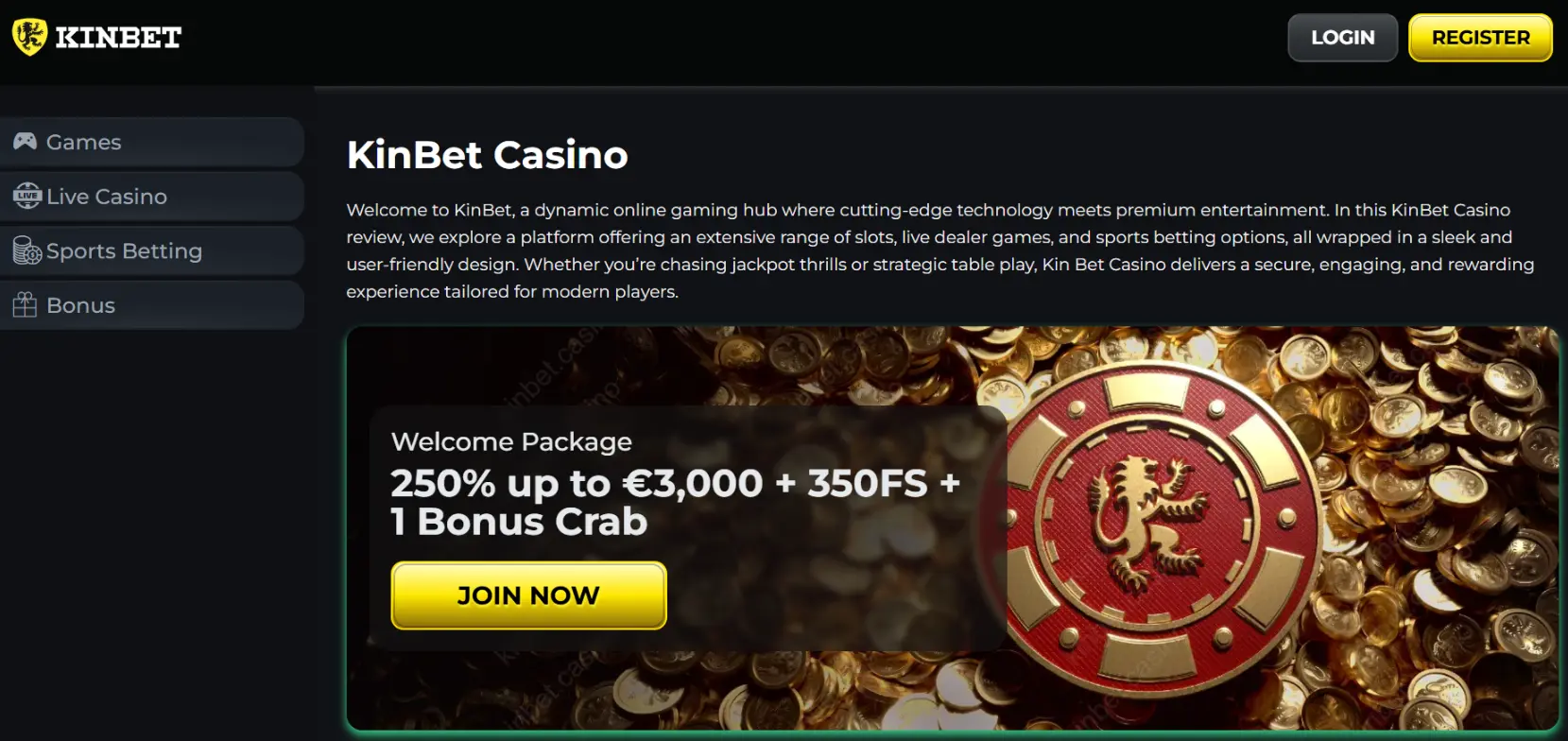 Kinbet screenshot
